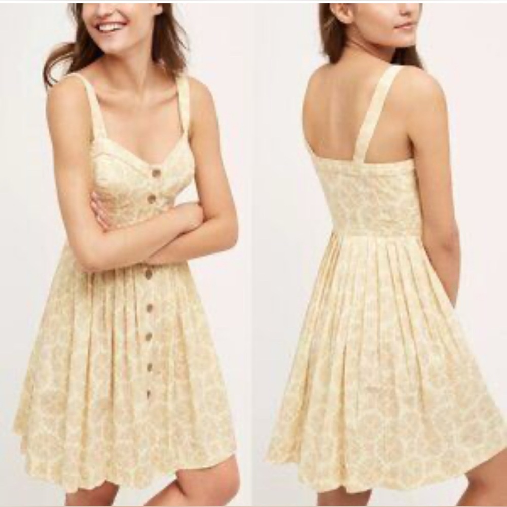 Maeve Anthropologie‎ Cafe Floral Mini Dress in Yellow - 4